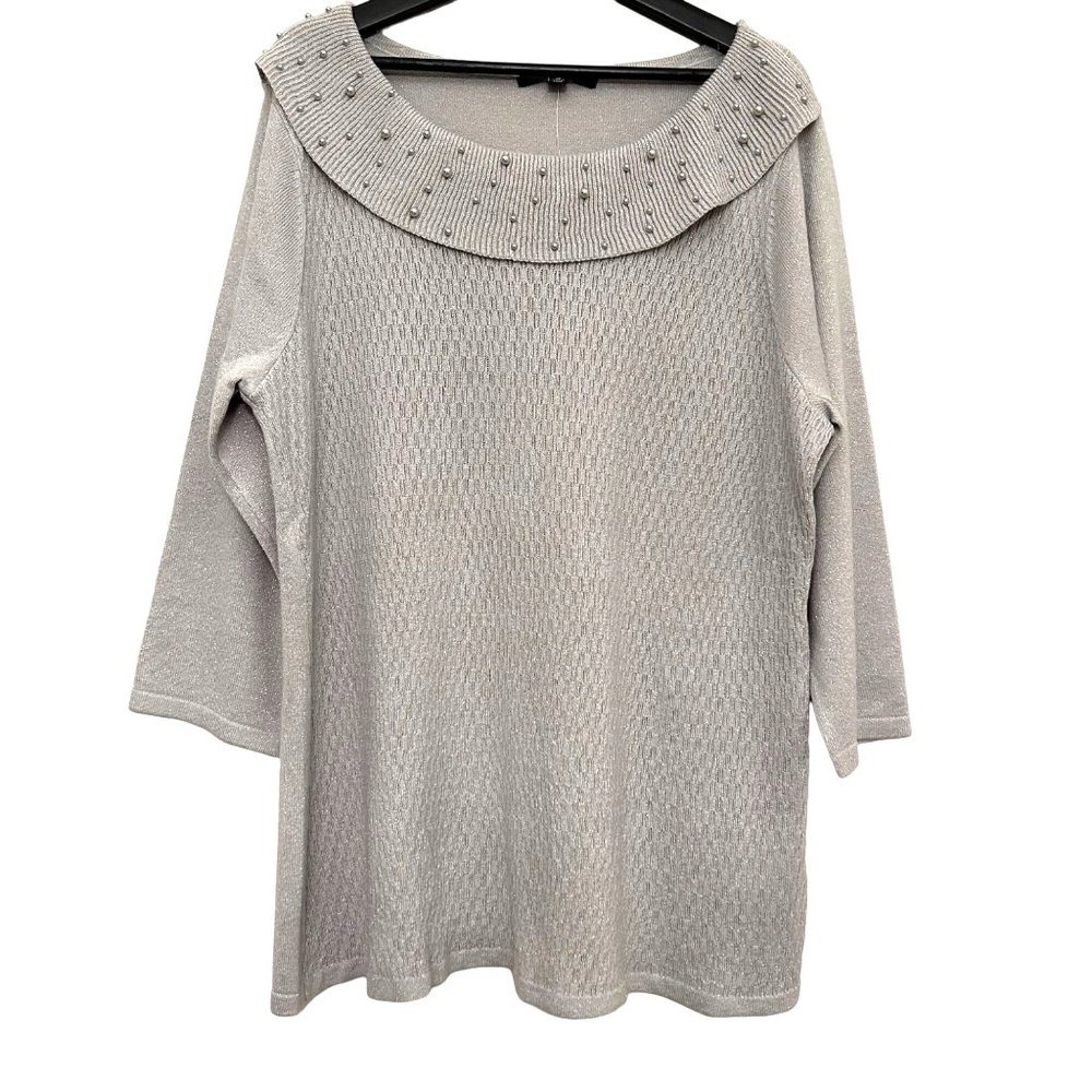 Briggs Womens Dressy Over Sweater Silver Gray Size 2X NEW